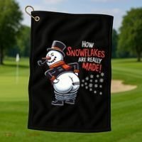 How Snowflakes Are Made Funny Winter Snowman Golf Towel thumb 1