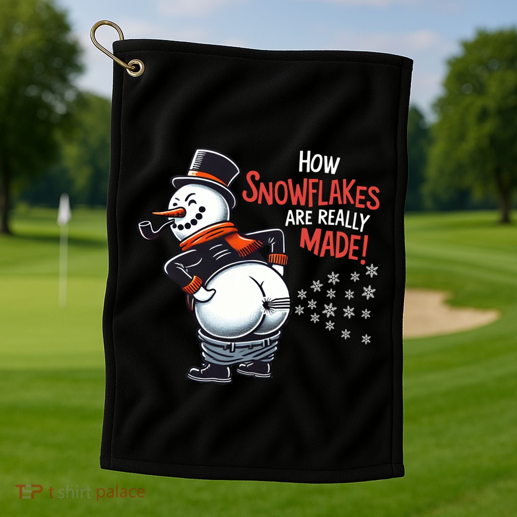 How Snowflakes Are Made Funny Winter Snowman Golf Towel