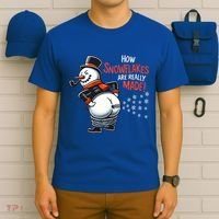 How Snowflakes Are Made Funny Winter Snowman T-Shirt thumb 6