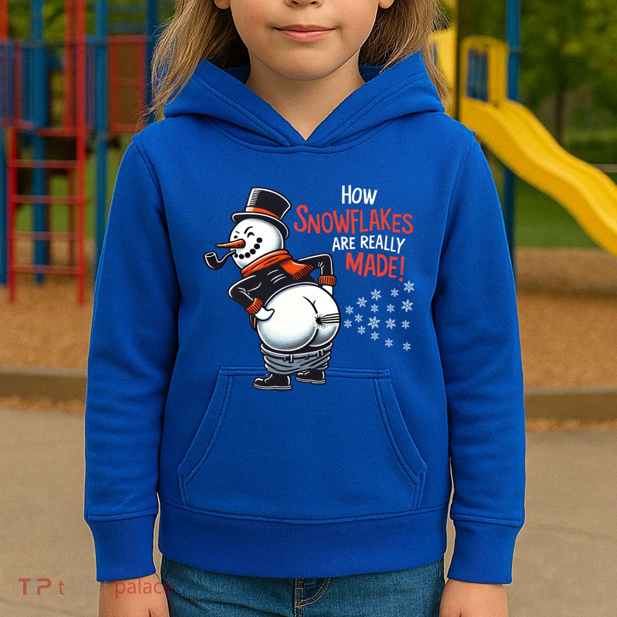 How Snowflakes Are Made Funny Winter Snowman Kids Hoodie