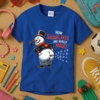 How Snowflakes Are Made Funny Winter Snowman Kids T-Shirt thumb 3