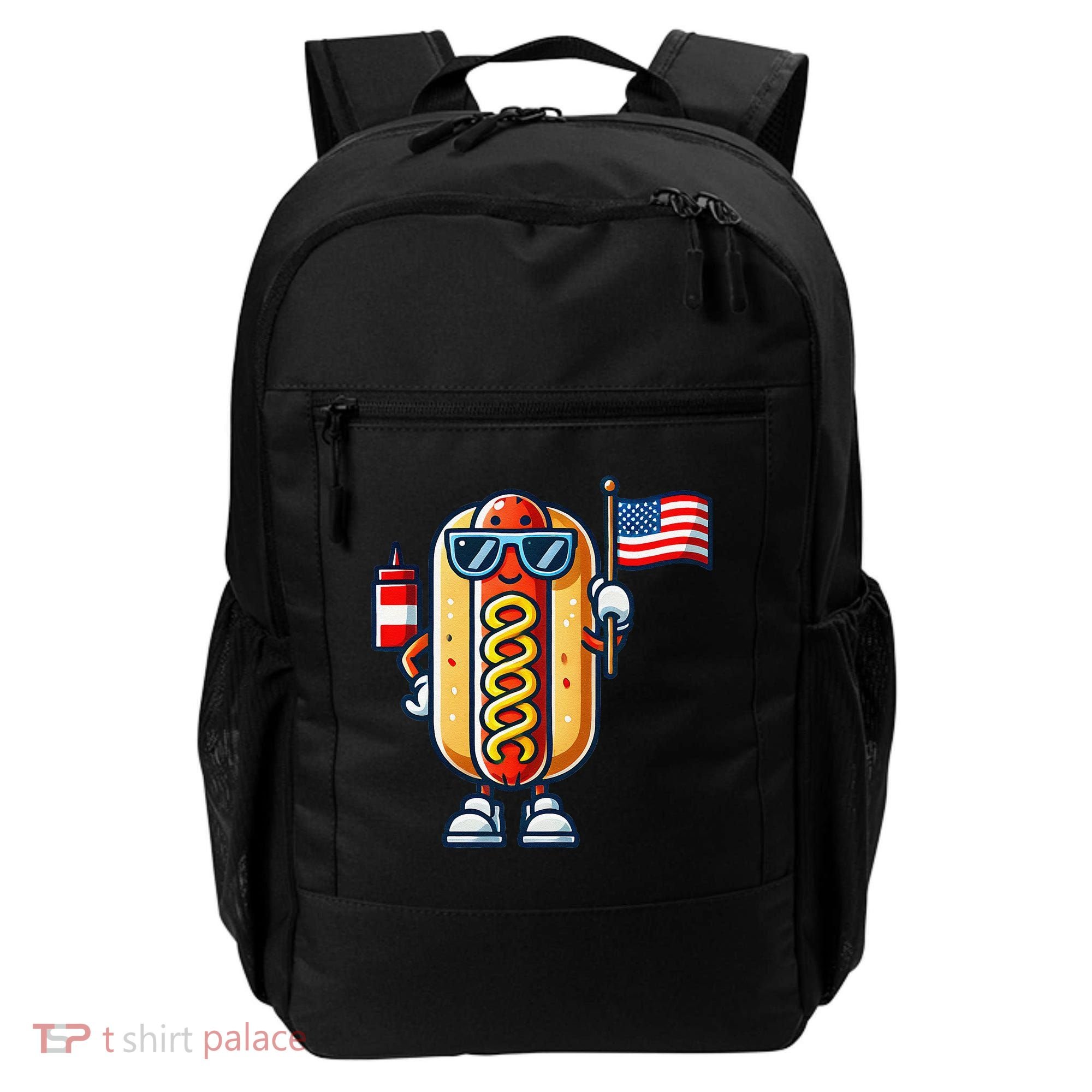 Hotdog Sunglasses American Flag Backpack