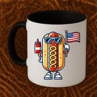 Hotdog Sunglasses American Flag Coffee Mug thumb 2