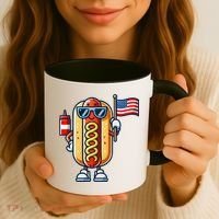 Hotdog Sunglasses American Flag Coffee Mug thumb 3