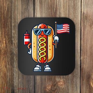 Hotdog Sunglasses American Flag Coaster