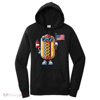 Hotdog Sunglasses American Flag Women's Hoodie