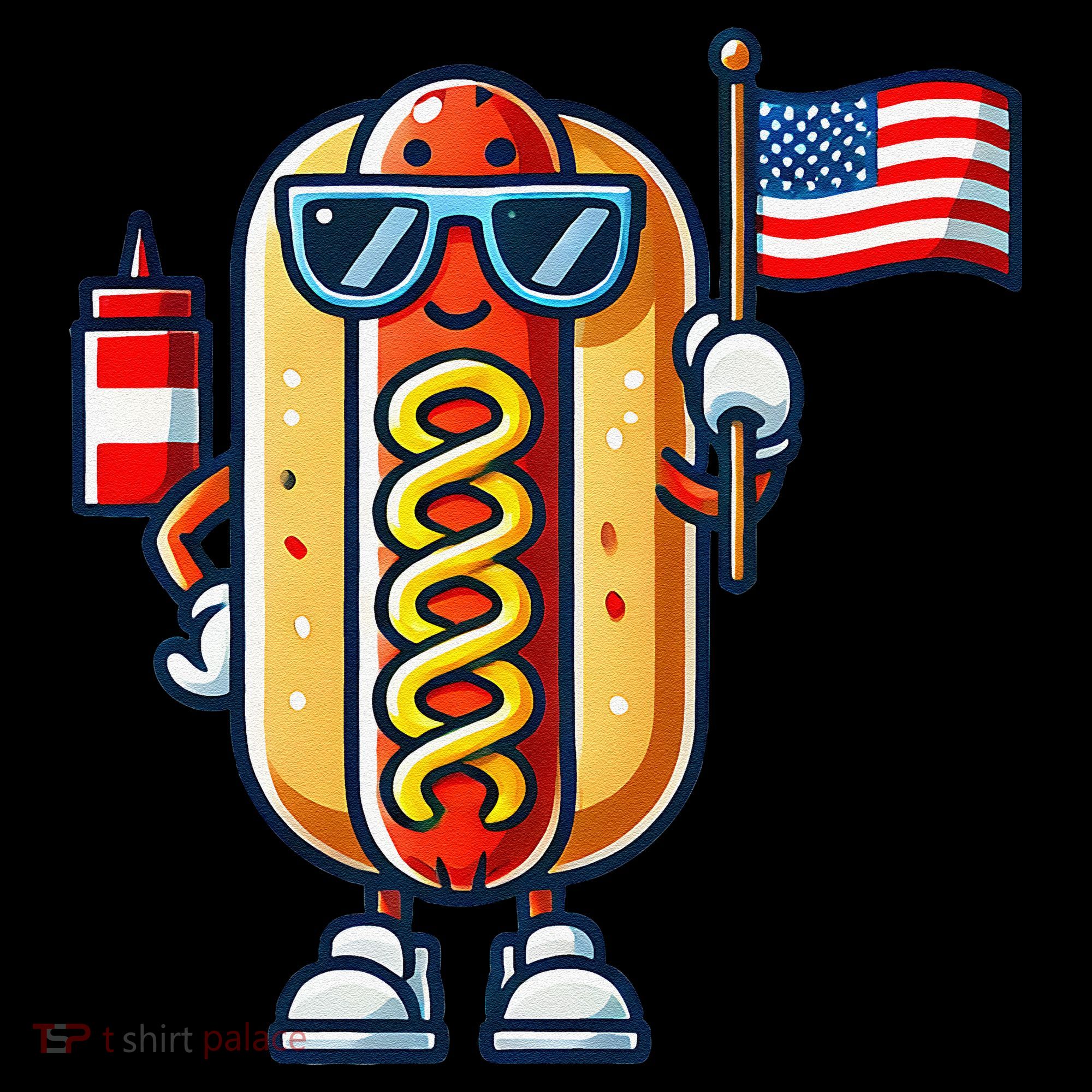 Hotdog Sunglasses American Flag Women's Hoodie
