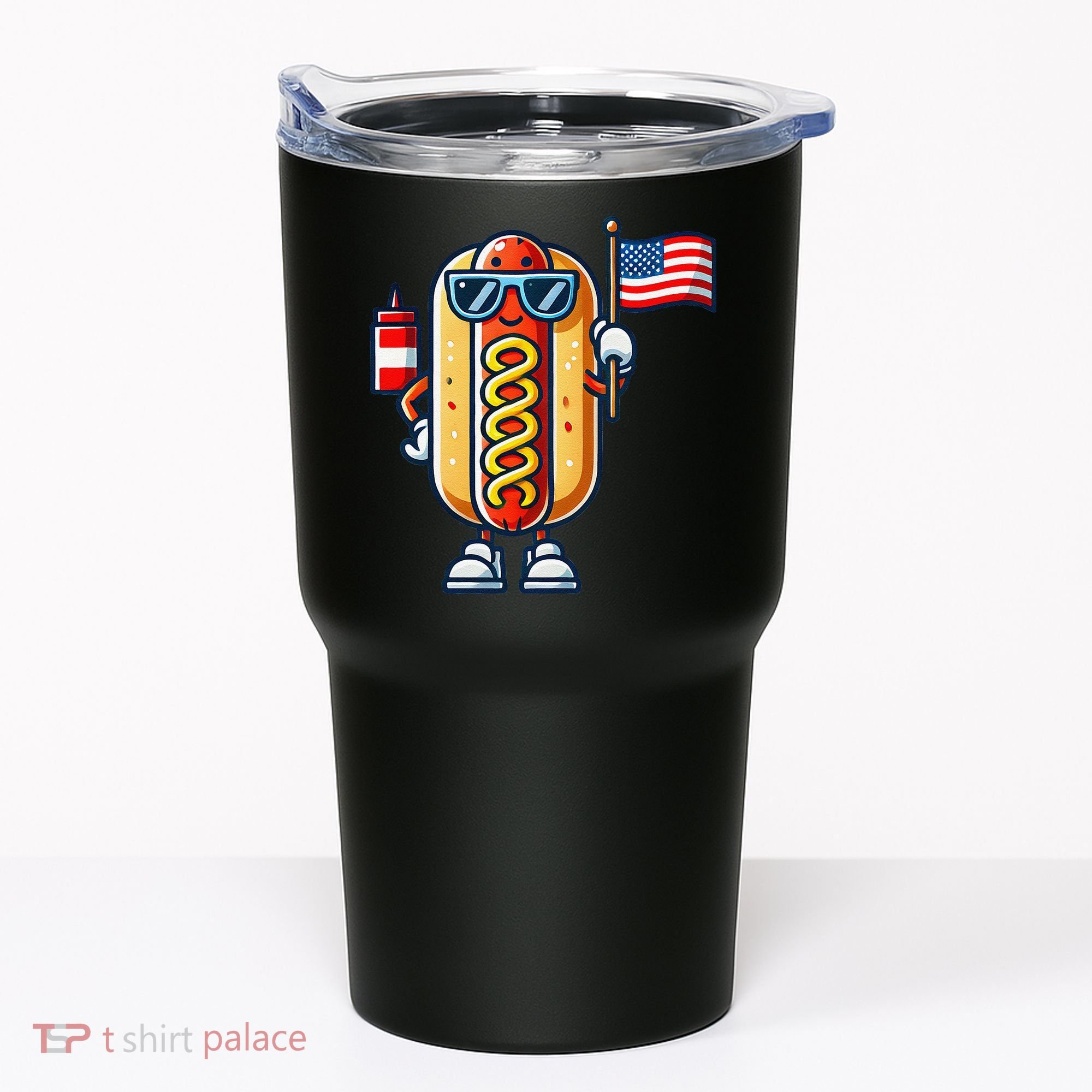 Hotdog Sunglasses American Flag Tumbler