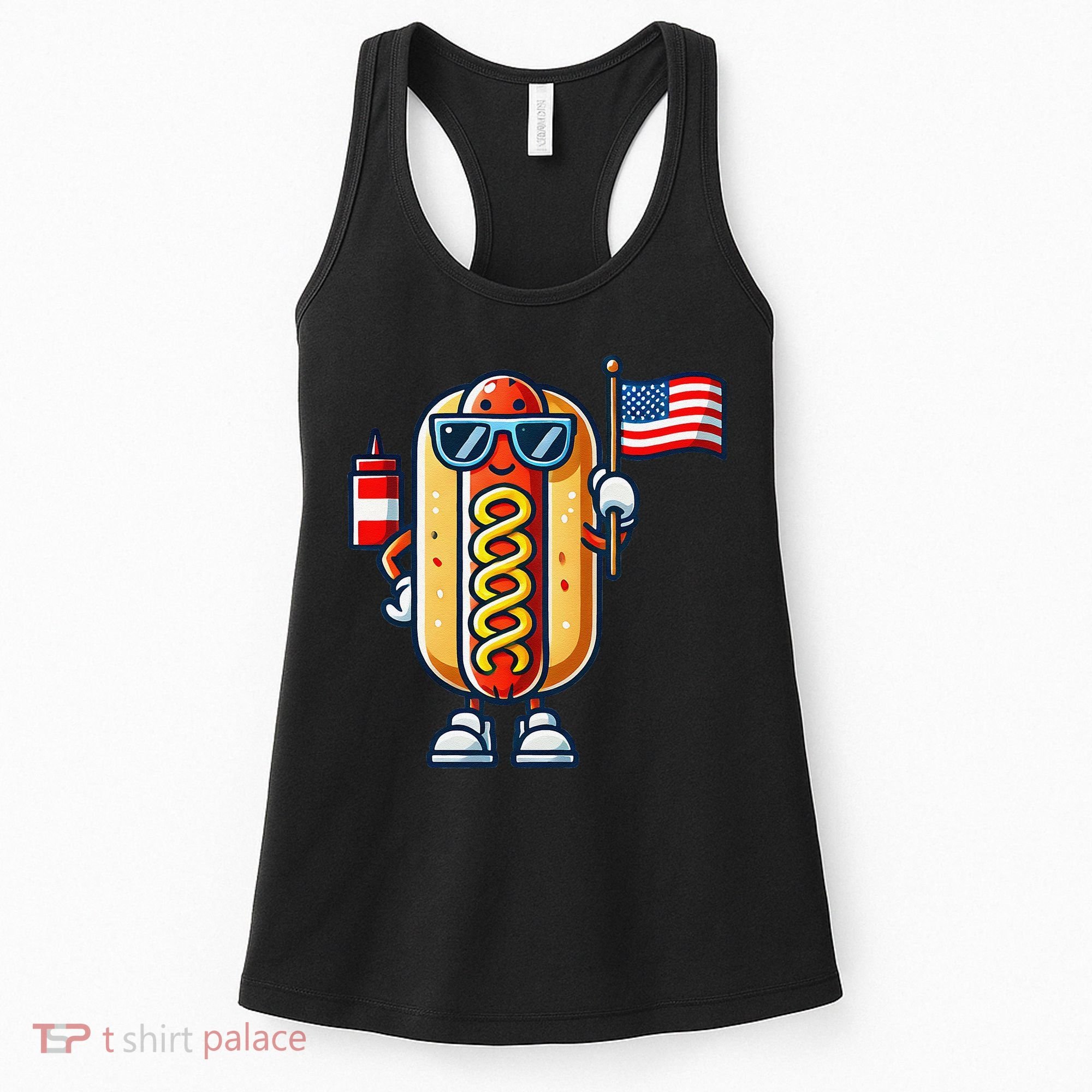Hotdog Sunglasses American Flag Women's Tank Top