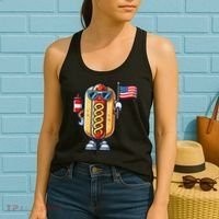 Hotdog Sunglasses American Flag Women's Tank Top thumb 2