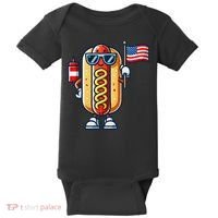 Hotdog Sunglasses American Flag Baby Bodysuit thumb 0