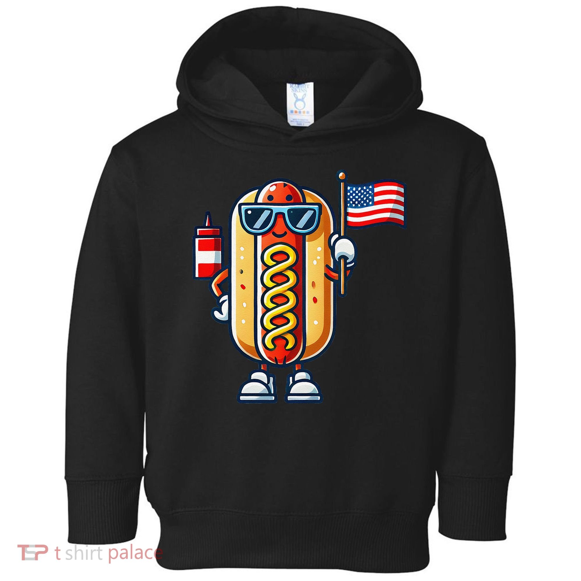 Hotdog Sunglasses American Flag Toddler Hoodie