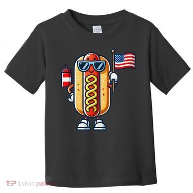 Hotdog Sunglasses American Flag Toddler T-Shirt