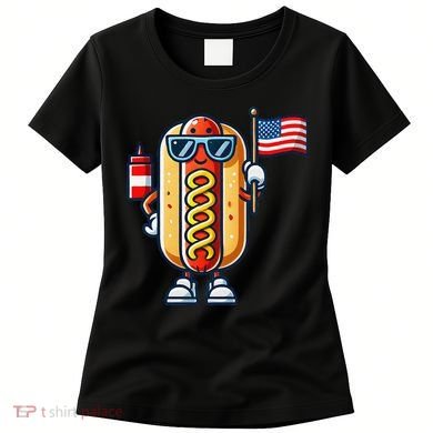 Hotdog Sunglasses American Flag Women's T-Shirt