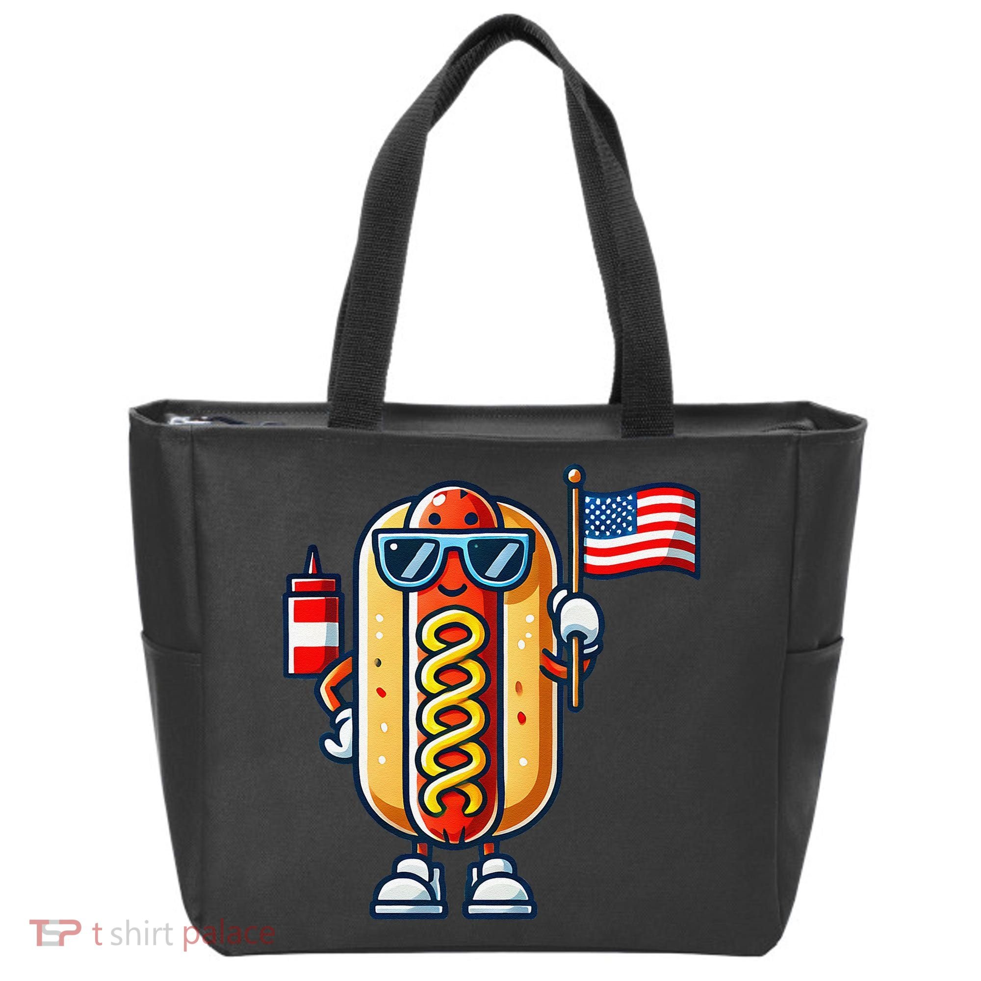 Hotdog Sunglasses American Flag Tote Bag