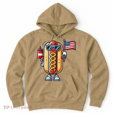 Hotdog Sunglasses American Flag Hoodie