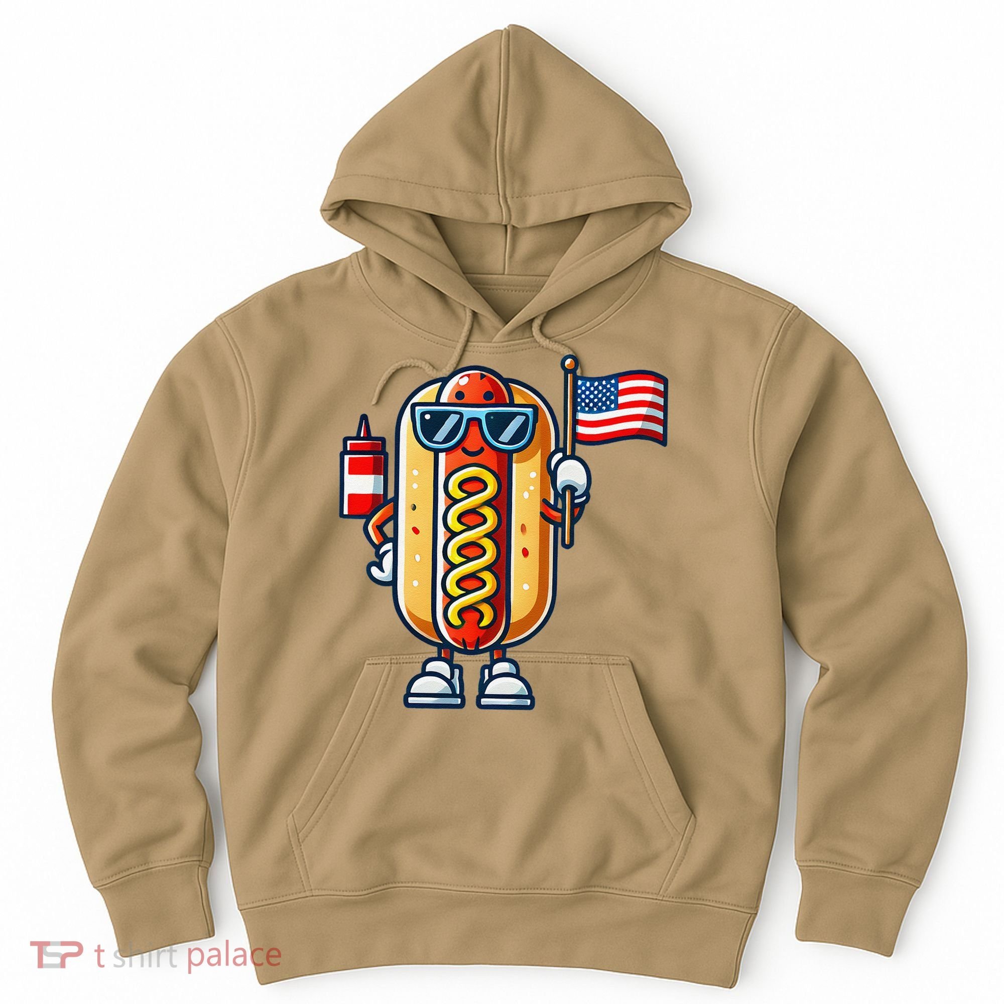 Hotdog Sunglasses American Flag Hoodie