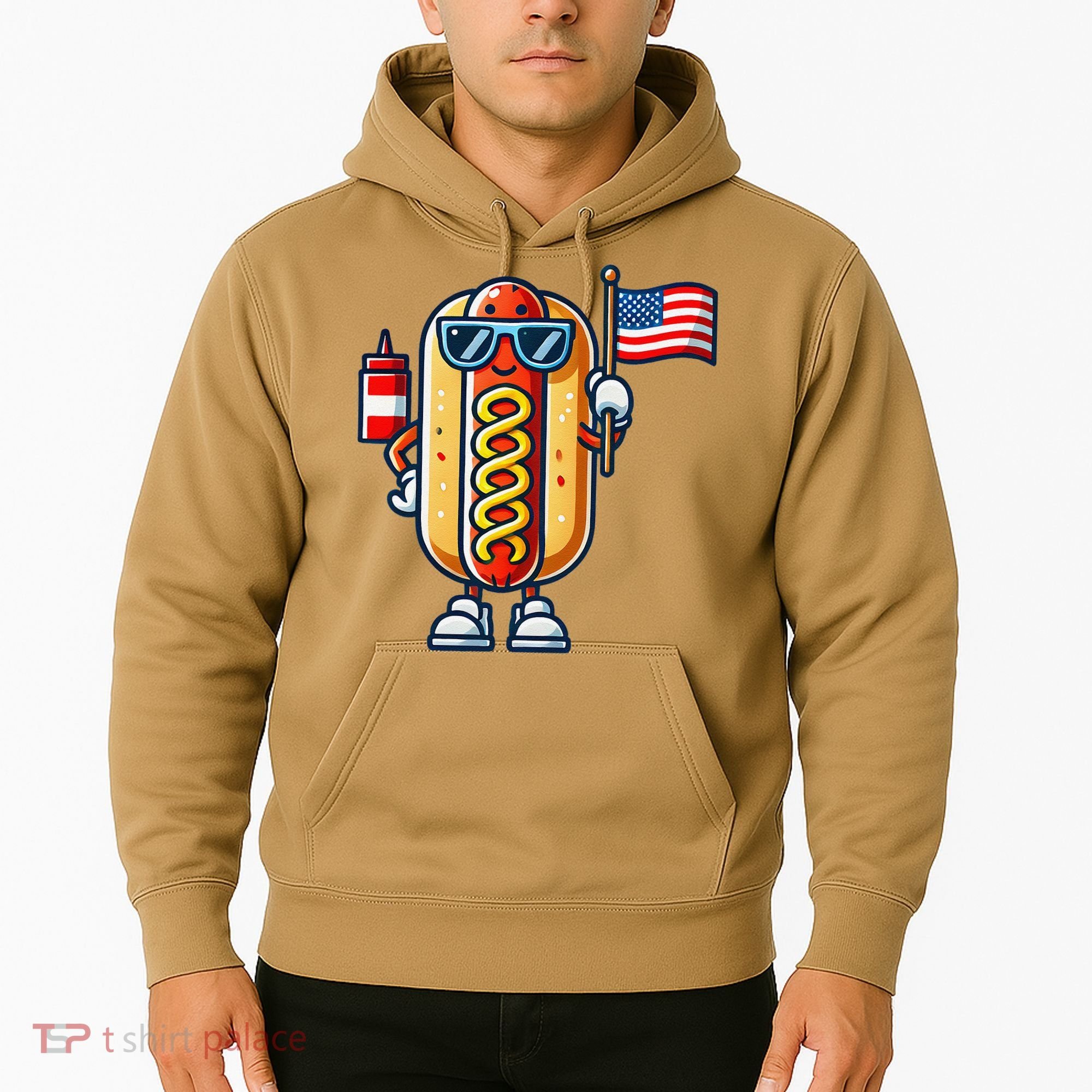 Hotdog Sunglasses American Flag Hoodie