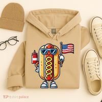 Hotdog Sunglasses American Flag Hoodie thumb 4