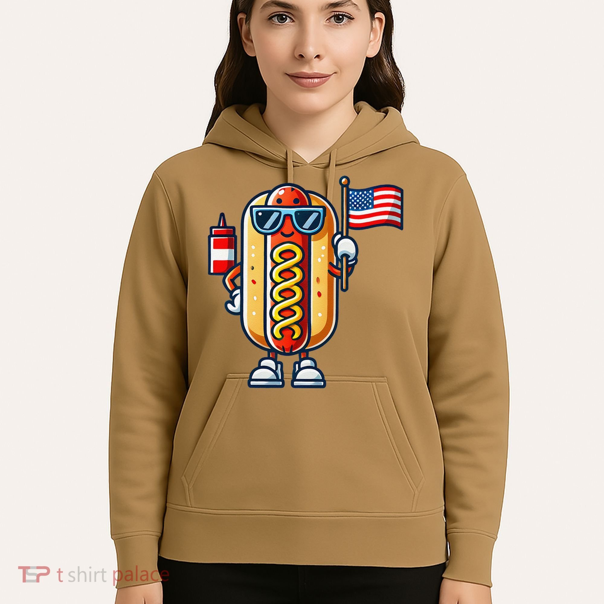 Hotdog Sunglasses American Flag Hoodie