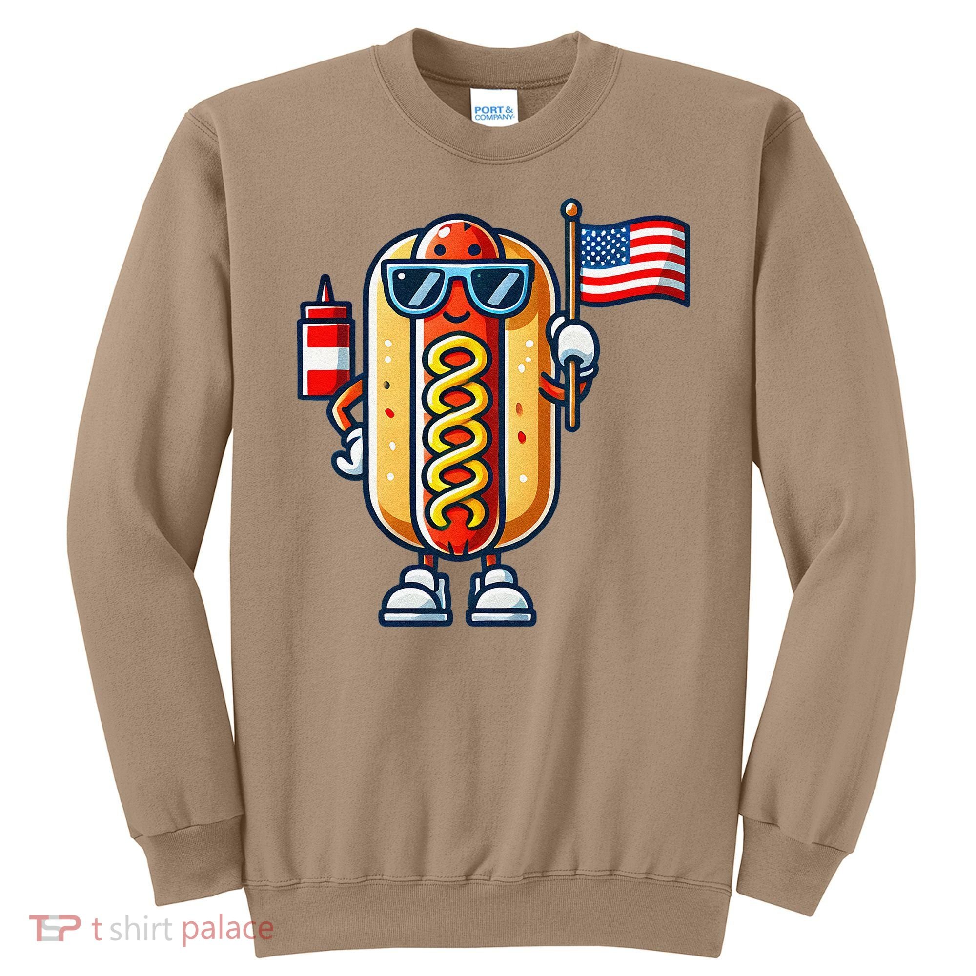 Hotdog Sunglasses American Flag Sweatshirt