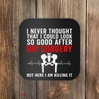 Hip Surgery Art For Wo Hip Replacet Recovering Coaster thumb 0