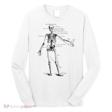 Human Skeleton Anatomy Drawing Diagram Long Sleeve Shirt
