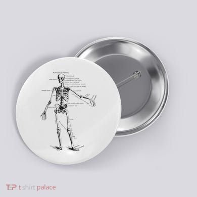 Human Skeleton Anatomy Drawing Diagram Button
