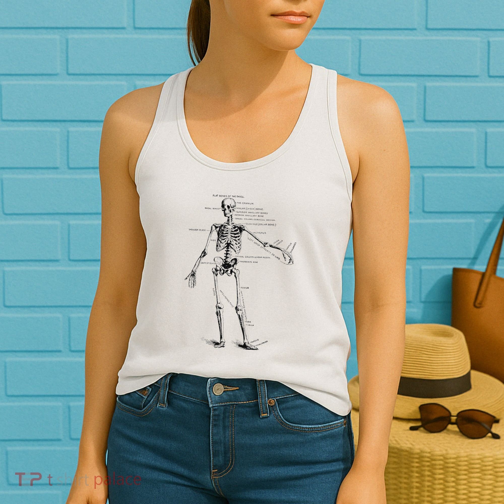 Human Skeleton Anatomy Drawing Diagram Women's Tank Top