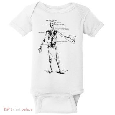 Human Skeleton Anatomy Drawing Diagram Baby Bodysuit