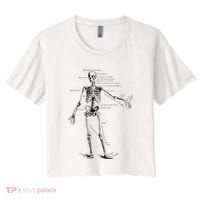 Human Skeleton Anatomy Drawing Diagram Women's Crop Top Tee thumb 0