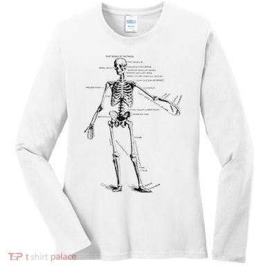 Human Skeleton Anatomy Drawing Diagram Women's Long Sleeve Shirt