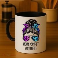 Holy Spirit Activate Funny Female Hair Bun Coffee Mug thumb 4