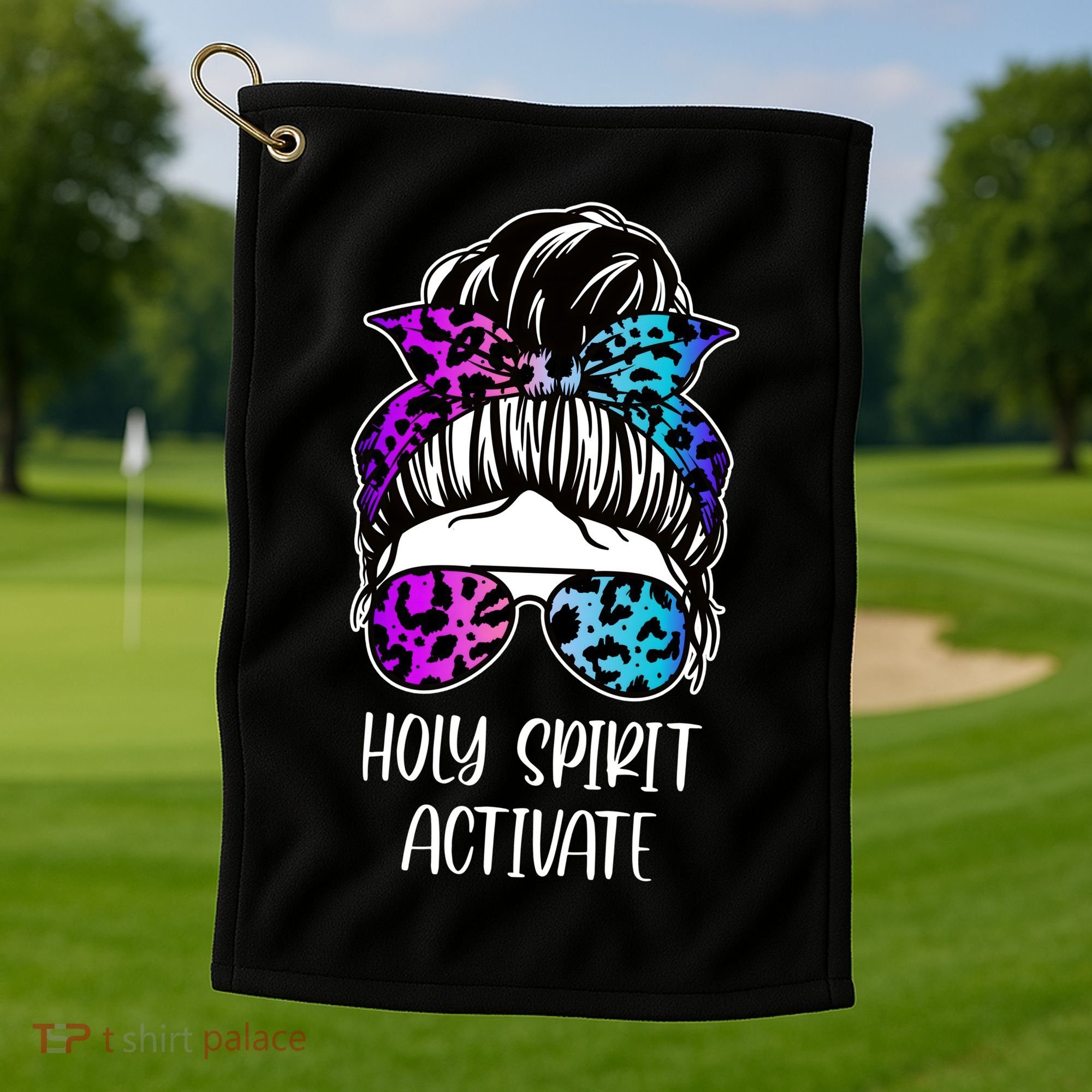Holy Spirit Activate Funny Female Hair Bun Golf Towel