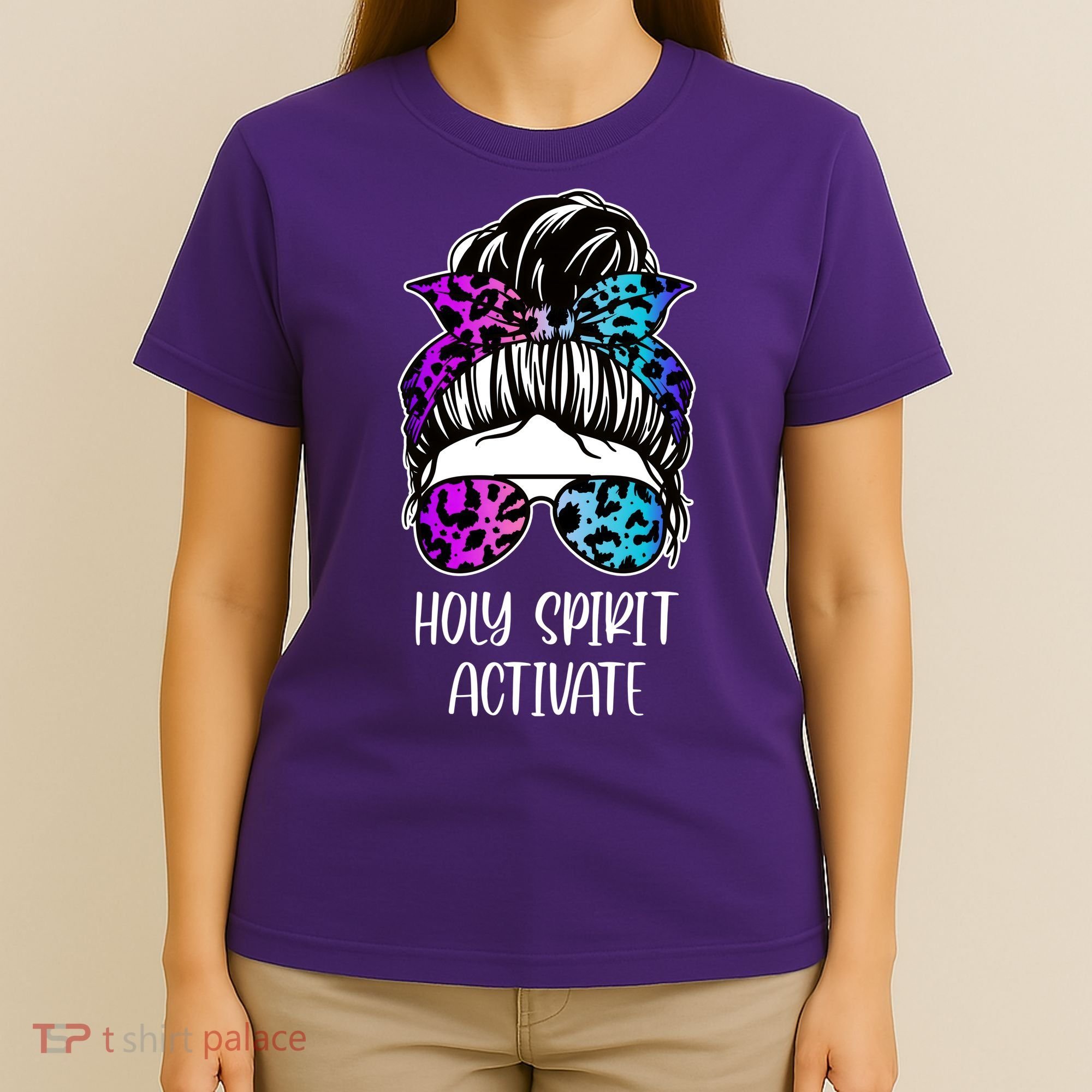 Holy Spirit Activate Funny Female Hair Bun T-Shirt