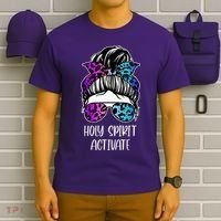 Holy Spirit Activate Funny Female Hair Bun T-Shirt thumb 6