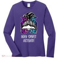 Holy Spirit Activate Funny Female Hair Bun Women's Long Sleeve Shirt thumb 0