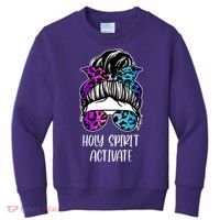 Holy Spirit Activate Funny Female Hair Bun Kids Sweatshirt thumb 0