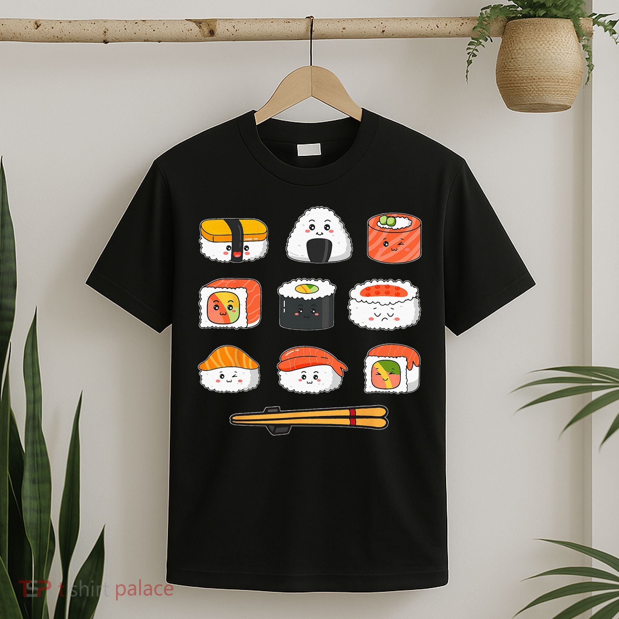 Happy Sushi Anime Kawaii Set Japanese Food Lover Otaku Manga T-Shirt