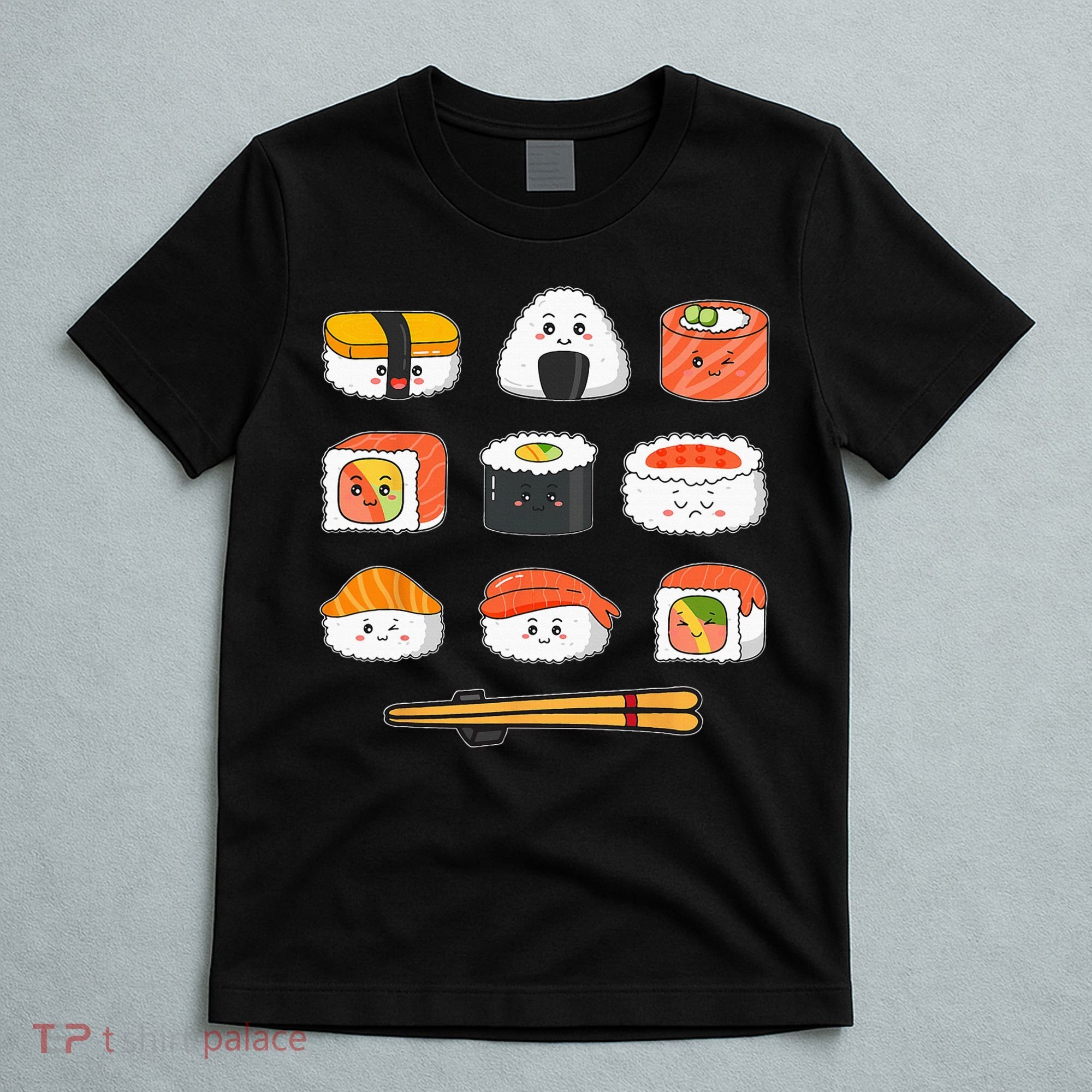 Happy Sushi Anime Kawaii Set Japanese Food Lover Otaku Manga T-Shirt