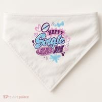 Happy Single Awareness Day USA-Made Doggie Bandana thumb 0