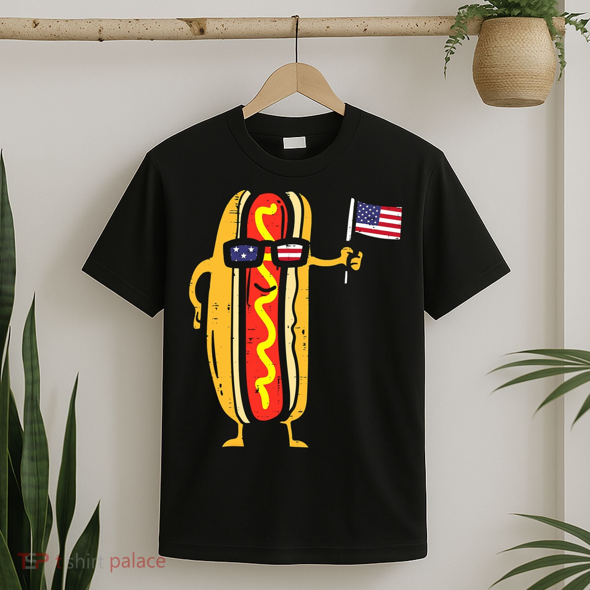 Hotdog Sunglasses American Flag USA Funny 4th Of July Fourth T-Shirt