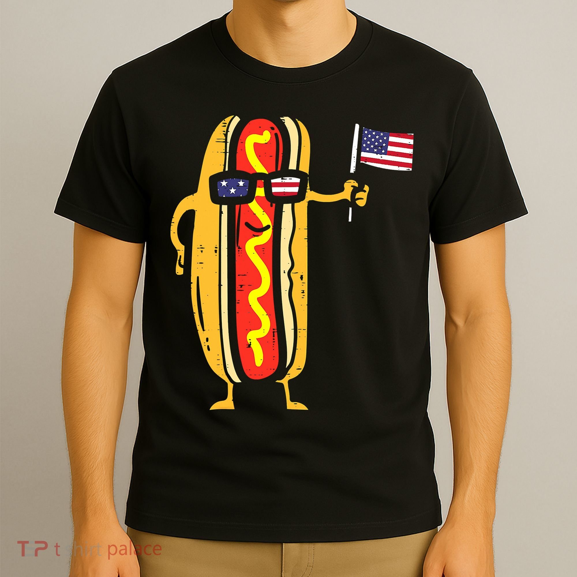 Hotdog Sunglasses American Flag USA Funny 4th Of July Fourth T-Shirt