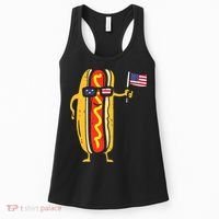 Hotdog Sunglasses American Flag USA Funny 4th Of July Fourth Women's Tank Top thumb 0