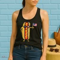 Hotdog Sunglasses American Flag USA Funny 4th Of July Fourth Women's Tank Top thumb 2