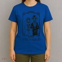 Halloween Skeletons Bride And Groom Just Married Funny T-Shirt thumb 4