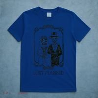 Halloween Skeletons Bride And Groom Just Married Funny T-Shirt thumb 5