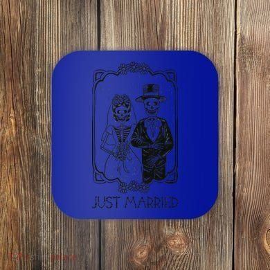 Halloween Skeletons Bride And Groom Just Married Funny Coaster
