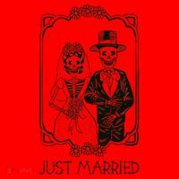 Halloween Skeletons Bride And Groom Just Married Funny Santa Hat thumb 1
