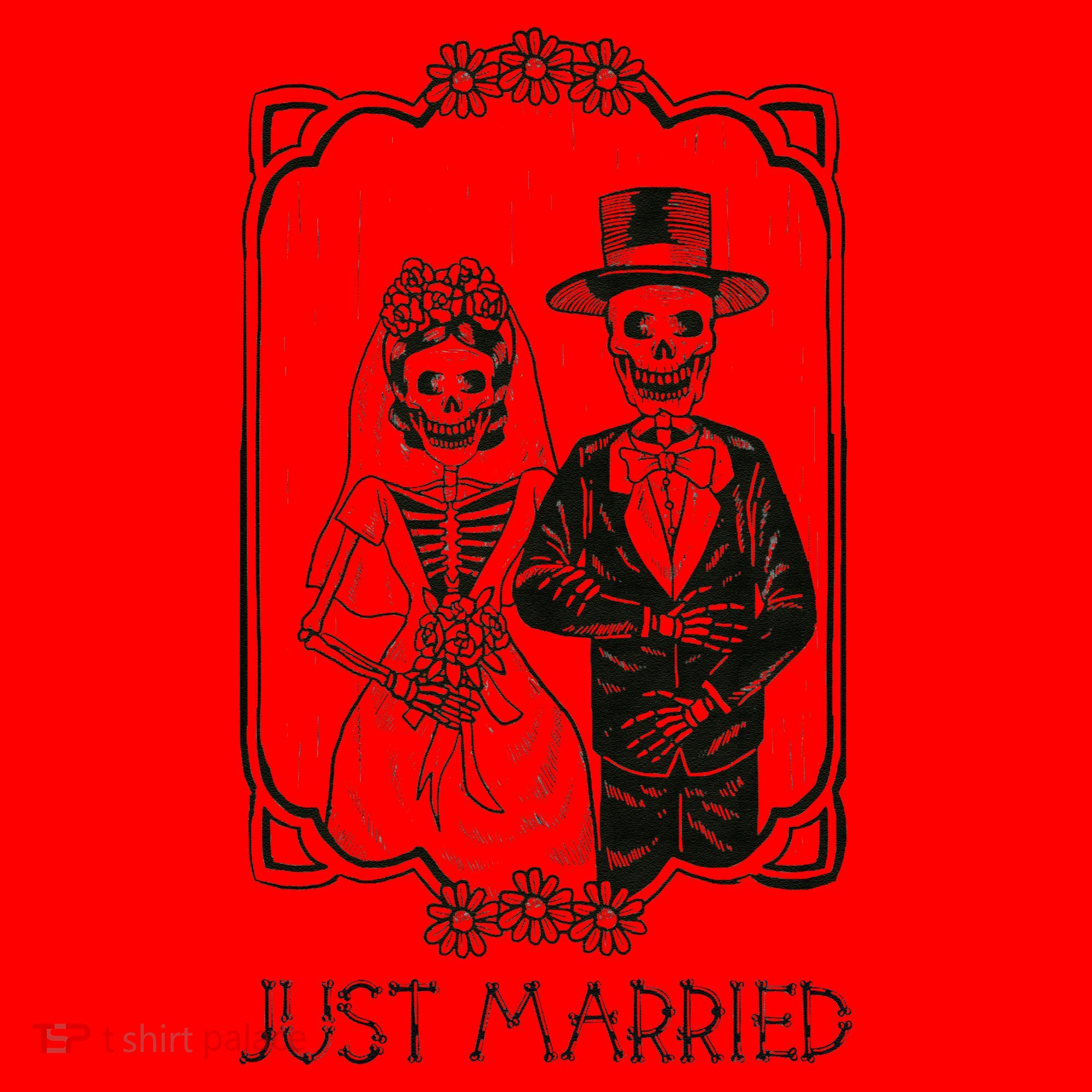Halloween Skeletons Bride And Groom Just Married Funny Santa Hat